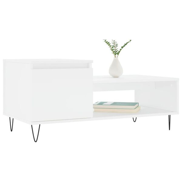 vidaXL Table basse Blanc 100x50x45 cm Bois d'ing&eacute;nierie