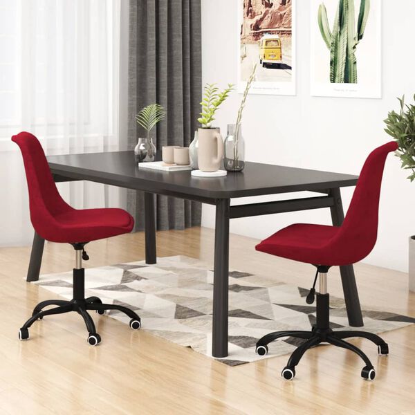 vidaXL Chaises pivotantes &agrave; manger lot de 2 Rouge bordeaux Tissu