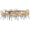 vidaXL Ensemble &agrave; manger jardin coussins 9pcs marron poly rotin verre