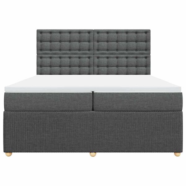 vidaXL Sommier &agrave; lattes de lit avec matelas Gris fonc&eacute; 200x200cm Tissu