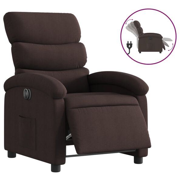 vidaXL Fauteuil inclinable &eacute;lectrique Marron fonc&eacute; Tissu