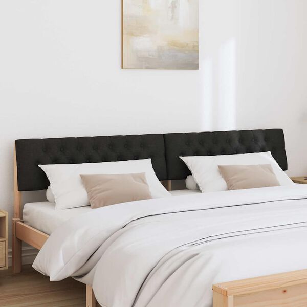 vidaXL T&ecirc;te de lit capitonn&eacute;e Noir 200 cm Pin massif