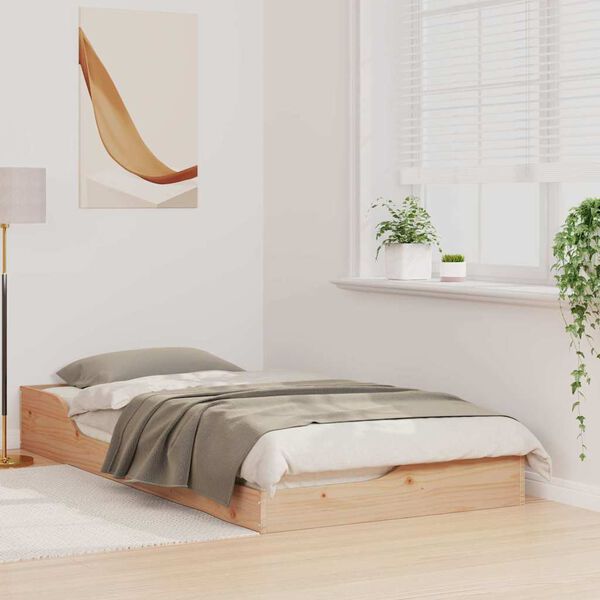 vidaXL Cadre de lit Marron 75 x 190 cm Pin massif