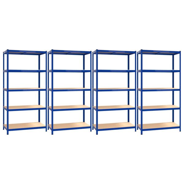 vidaXL &Eacute;tag&egrave;res &agrave; 5 niveaux 4pcs Bleu Acier et bois d'ing&eacute;nierie