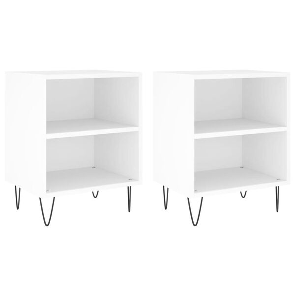 vidaXL Tables de chevet 2 pcs blanc 40x30x50 cm bois d'ing&eacute;nierie