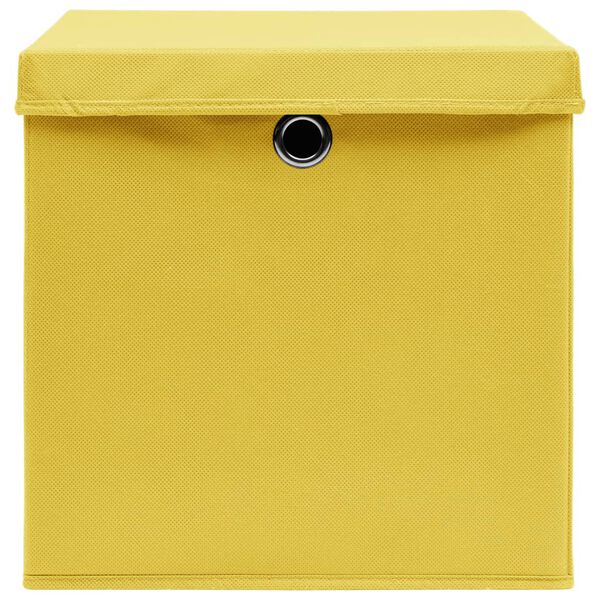 vidaXL Bo&icirc;tes de rangement avec couvercles 10 pcs 28x28x28 cm Jaune