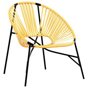 vidaXL Chaise &oelig;uf de jardin noir et jaune r&eacute;sine tress&eacute;e