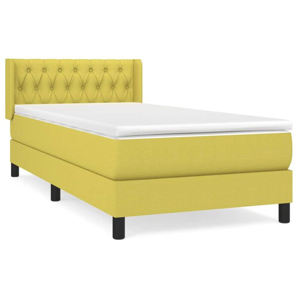 vidaXL Sommier &agrave; lattes de lit avec matelas Vert 90x190 cm Tissu