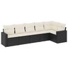 vidaXL Salon de jardin 6 pcs avec coussins noir r&eacute;sine tress&eacute;e