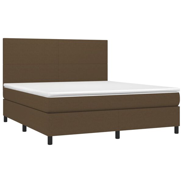 vidaXL Sommier &agrave; lattes de lit matelas et LED Marron fonc&eacute; 180x200 cm