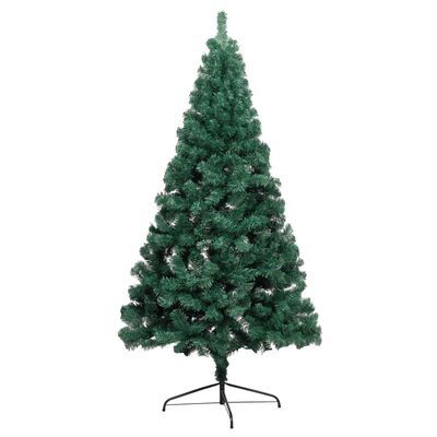 vidaXL Demi-arbre de Noël artificiel pré-éclairé et boules vert 240 cm