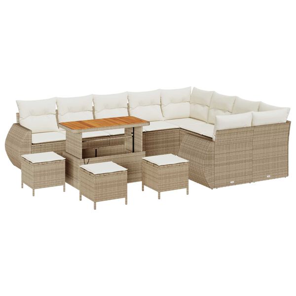 vidaXL Ensemble de canap&eacute; de jardin avec coussin 13 pcs beige et cr&egrave;me