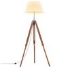 vidaXL Lampadaire &agrave; tr&eacute;pied Marron miel et blanc Bois de teck 141 cm