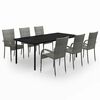 vidaXL Ensemble &agrave; manger de jardin 7 pcs Gris et noir