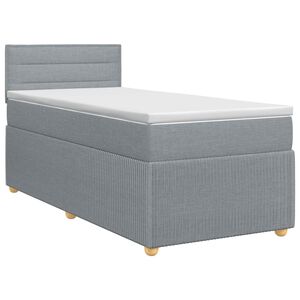 vidaXL Lit boxspring avec matelas Gris clair 90 x 190 cm Tissu