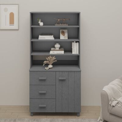 vidaXL Buffet HAMAR Bois massif de pin Gris foncé