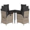 vidaXL Ensemble &agrave; manger de jardin 5 pcs coussins gris r&eacute;sine tress&eacute;e