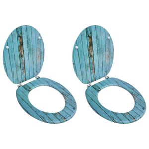 vidaXL Si&egrave;ges de toilette avec couvercles 2 pcs MDF Vieux bois