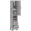 vidaXL Buffet haut Gris b&eacute;ton 34,5x34x180 cm Bois d'ing&eacute;nierie