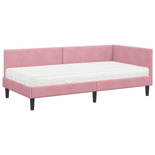 vidaXL Cadre de lit d'angle avec matelas Autre 2 pcs Gris Velours