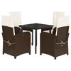 vidaXL Ensemble &agrave; manger de jardin 5 pcs et coussins marron poly rotin