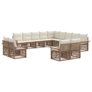 vidaXL Ensemble de canap&eacute; de jardin 13 pc Beige et blanc cr&egrave;me