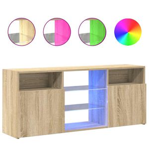 vidaXL Meuble TV avec lumi&egrave;res LED ch&ecirc;ne sonoma 120x30x50 cm