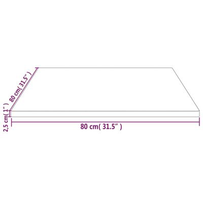 vidaXL Dessus de table 80x80x2,5 cm bois de pin massif