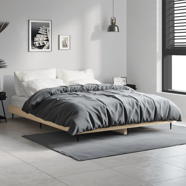 vidaXL Cadre de lit sans matelas ch&ecirc;ne sonoma 135x190 cm