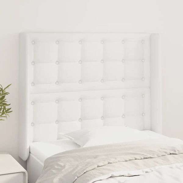 vidaXL T&ecirc;te de lit avec oreilles Blanc 103x16x118/128 cm Similicuir