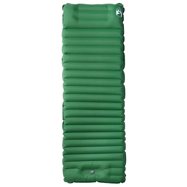 vidaXL Matelas de camping autogonflant avec oreiller 1 personne vert