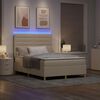 vidaXL Lit &agrave; ressort LED avec matelas Cr&egrave;me 140 x 190 cm tissu