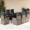 vidaXL Ensemble &agrave; manger de jardin 9 pcs coussins gris r&eacute;sine tress&eacute;e