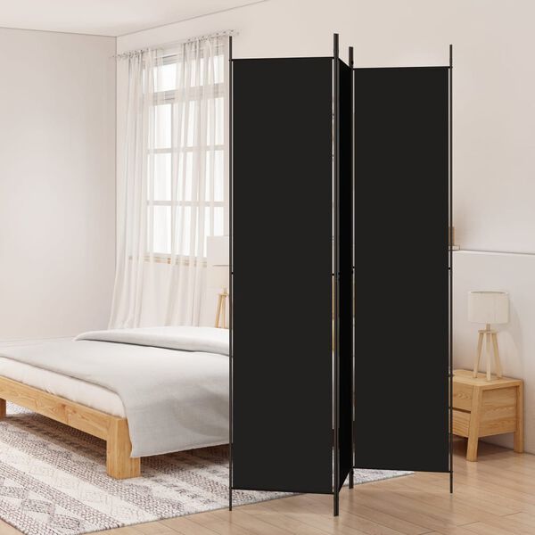 vidaXL Cloison de s&eacute;paration 3 panneaux Noir 150x220 cm Tissu