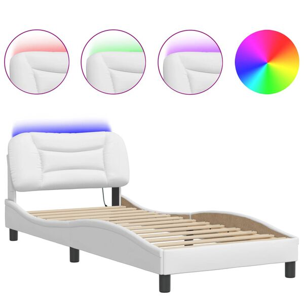 vidaXL Cadre de lit avec LED sans matelas Hvar blanc 90x200 cm