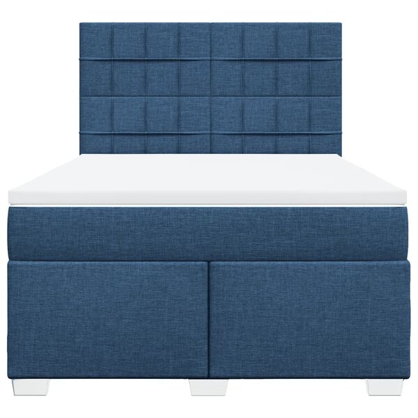 vidaXL Sommier &agrave; lattes de lit avec matelas Bleu 140x200 cm Tissu