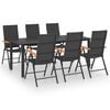 vidaXL Ensemble &agrave; manger de jardin 7 pcs noir et marron