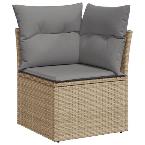 vidaXL Canap&eacute; d'angle de jardin avec coussins beige r&eacute;sine tress&eacute;e