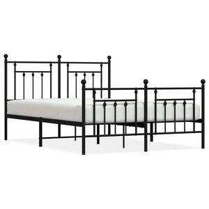 vidaXL Cadre de lit m&eacute;tal sans matelas avec pied de lit noir 140x200cm