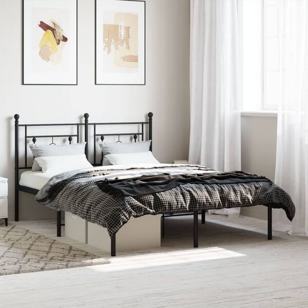 vidaXL Cadre de lit m&eacute;tal sans matelas avec t&ecirc;te de lit noir 140x200cm