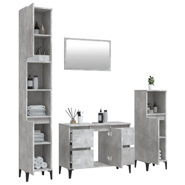 vidaXL Ensemble de meubles de salle de bain 4 pcs gris b&eacute;ton
