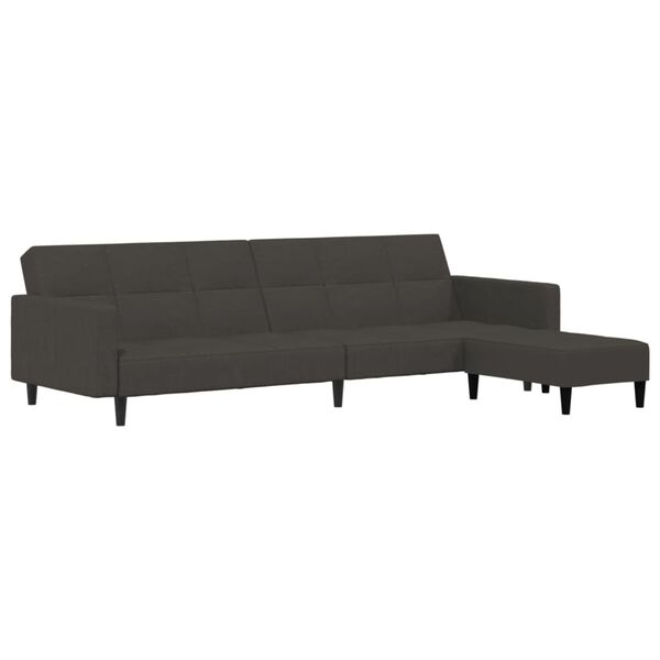 vidaXL Canap&eacute;-lit &agrave; 2 places avec tabouret Gris fonc&eacute; Tissu microfibre