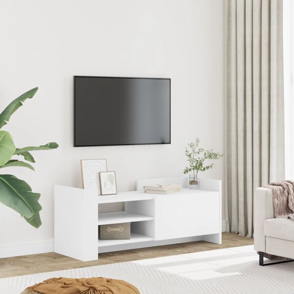 vidaXL Meuble TV Blanc 100x35x40 cm Bois d'ing&eacute;nierie