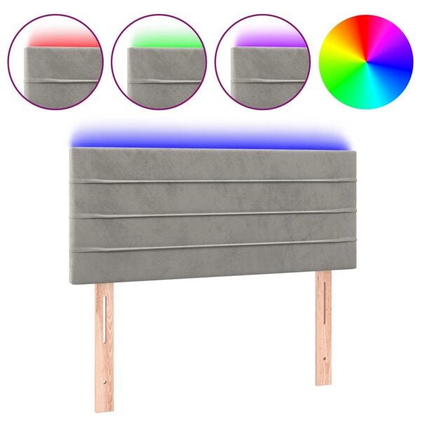 vidaXL T&ecirc;te de lit &agrave; LED Gris clair 80x5x78/88 cm Velours