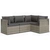 vidaXL Salon de jardin 4 pcs avec coussins Gris R&eacute;sine tress&eacute;e