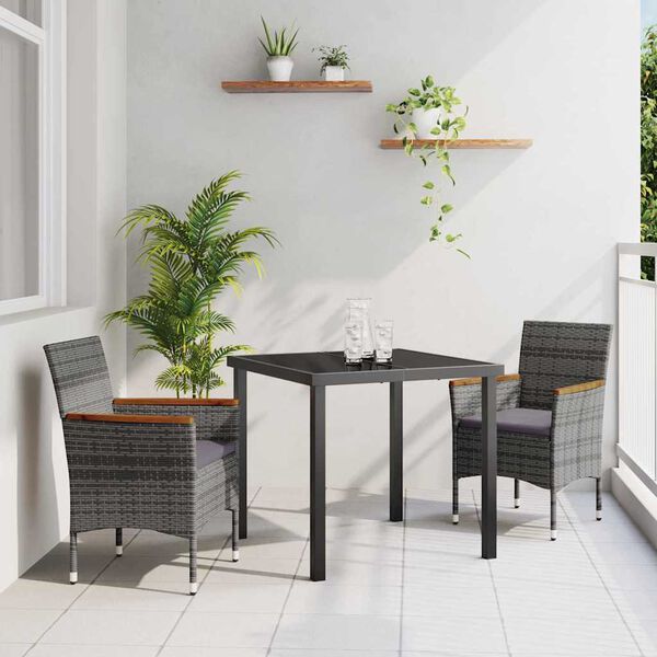 vidaXL Ensemble de salle &agrave; manger pour jardin 3 pcs Gris polyrotin