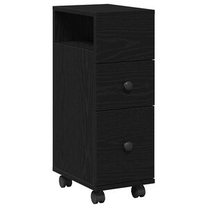 vidaXL Ensemble de mobilier de salle de bain avec roue Ch&ecirc;ne noir