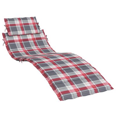 vidaXL Coussin de chaise longue à carreaux rouge 186x58x3 cm