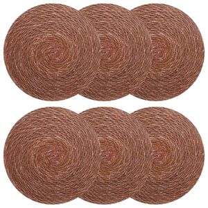 vidaXL Dessous de verre en herbe marine 6 pc Marron 100 % Herbe de mer