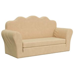 vidaXL Canap&eacute;-lit pour enfants 2 places cr&egrave;me peluche douce